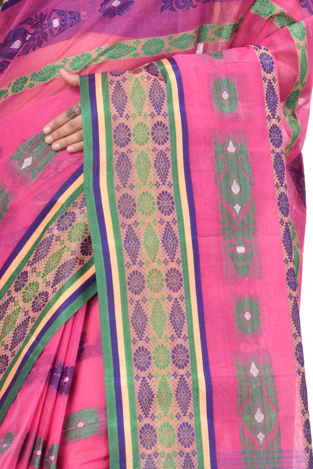 Pink Pure Cotton Kadambori_Ankit Tant Saree (763)
